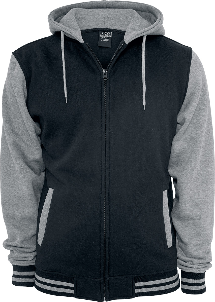 Urban Classics Kapuzenjacke - 2-Tone Zip - S bis 5XL - für Männer - Größe L - schwarz/grau