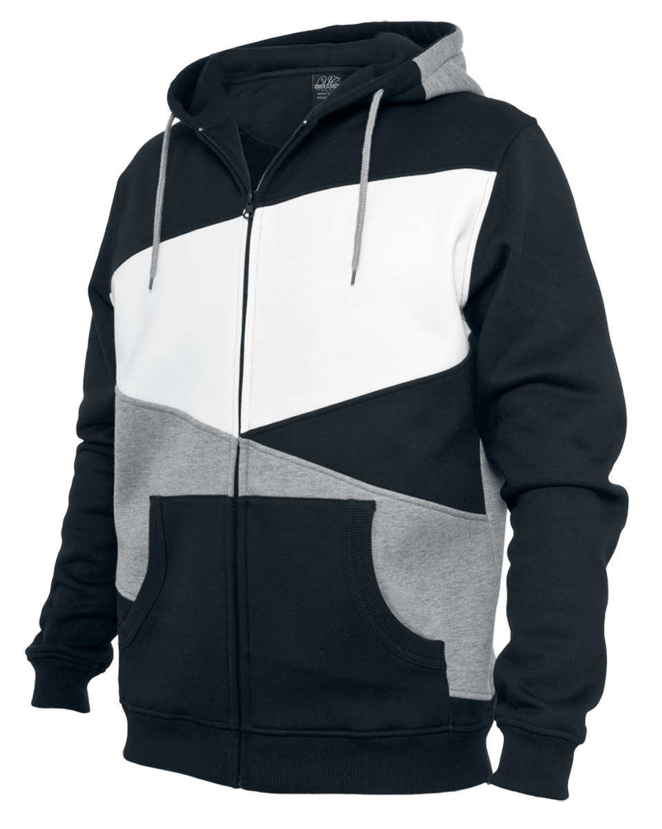 Image of Felpa jogging di Urban Classics - Zig Zag Zip Hoodie - M a L - Uomo - nero/grigio/bianco027