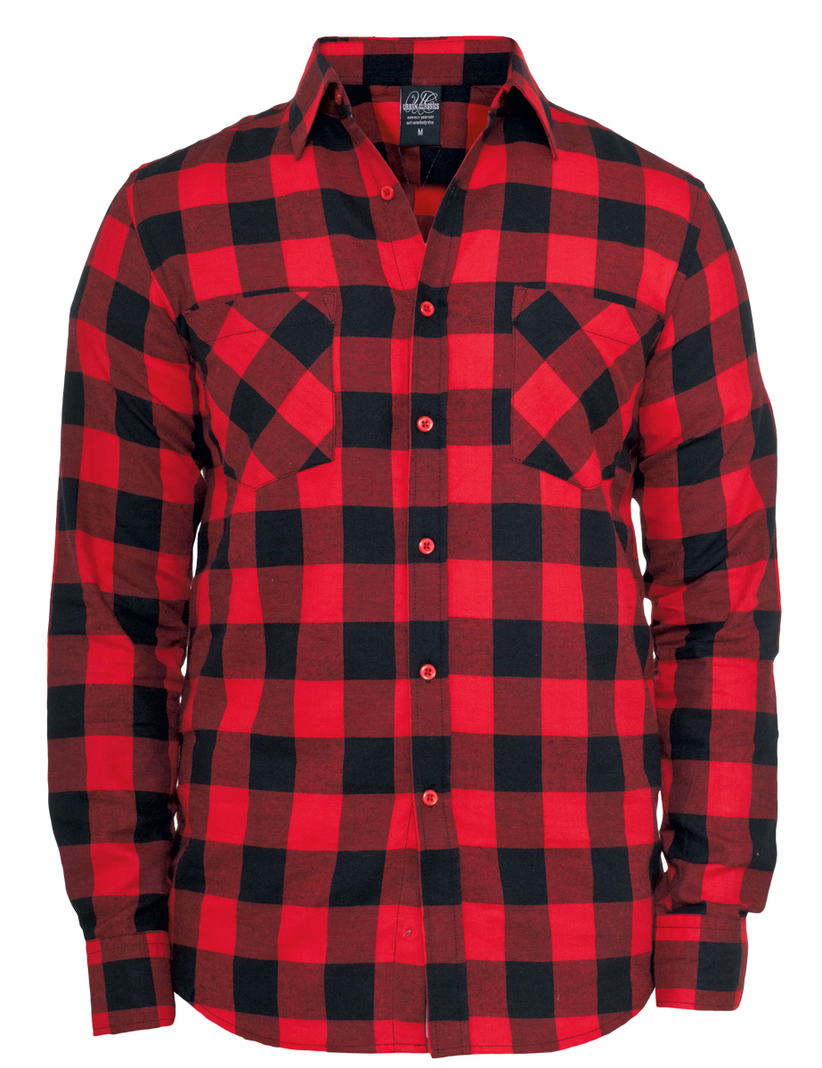 Urban Classics Checked Flanell Flanellhemd schwarz rot in M