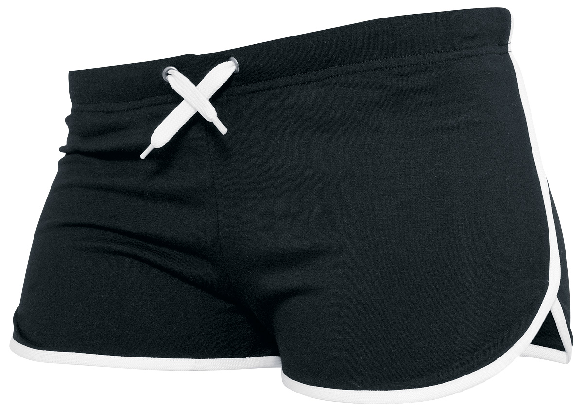 Urban Classics Hotpant - Ladies French Terry - XS bis XL - für Damen - Größe S - schwarz/weiß