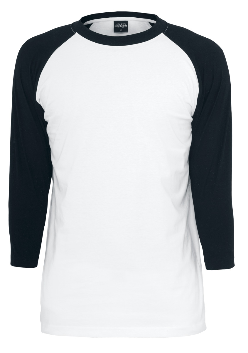 Image of Maglia Maniche Lunghe di Urban Classics - Contrast 3/4 Sleeve Raglan Tee - S a 5XL - Uomo - bianco/nero027