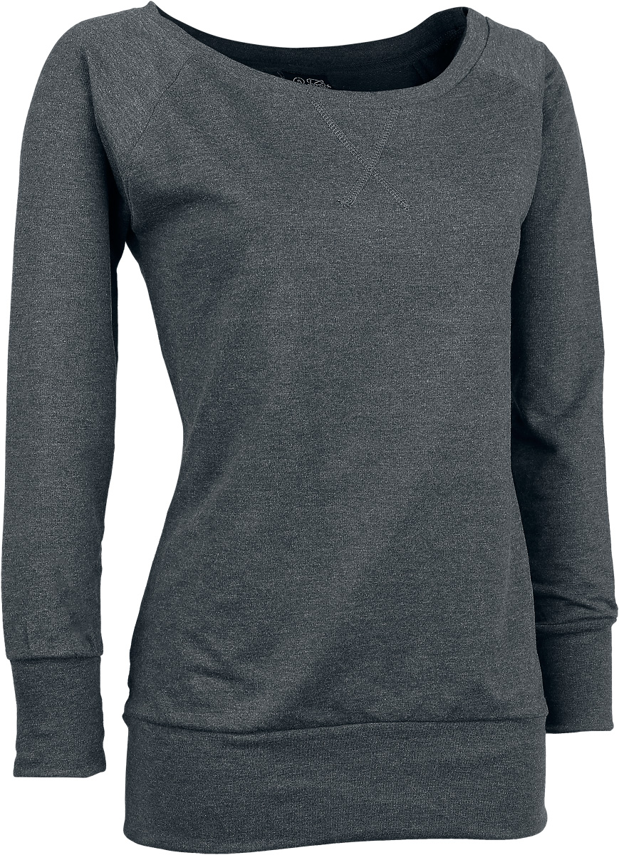 Urban Classics Sweatshirt - Ladies Wideneck Crewneck - S bis 3XL - für Damen - Größe S - charcoal