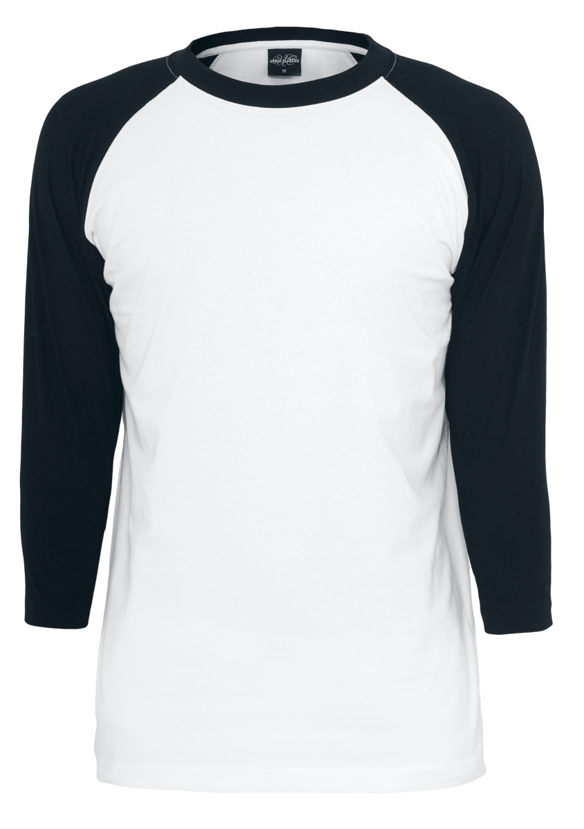 Urban Classics Contrast 3/4 Sleeve Raglan Tee Langarmshirt weiß schwarz in XL